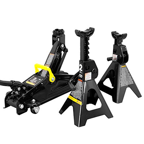 Torin AT82001B Hydraulic Trolley Service/Floor Jack Combo with 2 Jack Stands, 2 Ton (4,000 lb) Capacity, Black - size: 2T COMBO