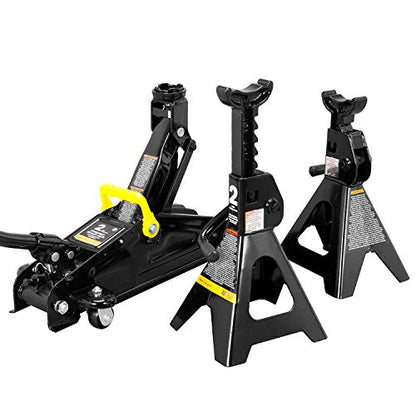 Big RED AT82001BR Hydraulic Trolley Service/Floor Jack Combo with 2 Jack Stands, 2 Ton (4,000 lb), Black - size: 2 Ton (4,000 lb) with Jack Stands