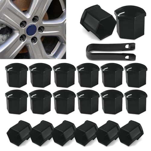 20PCS Car Wheel Lug Nut Covers, 21mm Lug Nut Covers with Disassembly Tool, Hexagonal Plastic Wheel Nut Rim Cover, Hex Lugnut Covers for Protecting & Decorating Wheel Bolts (Black/21MM) - color: Black/21MM