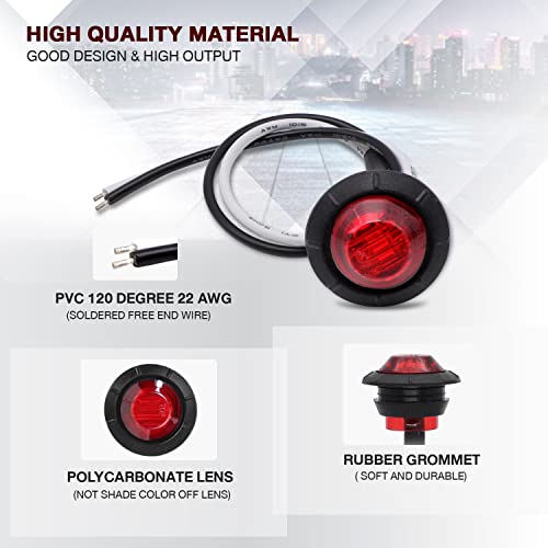 TMH 3/4 Inch Mount 10 pcs Amber + 10 pcs Red LED Clearance Bullet Side LED Marker Lights for Trailer Truck RV Car Bus Van (Pack of 20) - color: 10pcs Amber + 10pcs Red