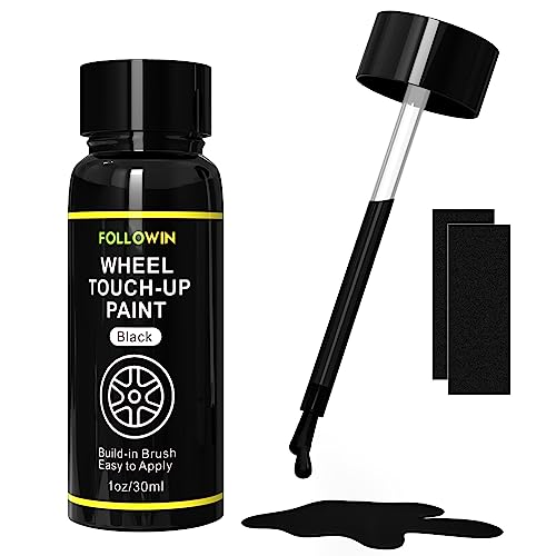 FOLLOWIN Black Rim Touch Up Paint for Cars, Wheel Paint Repair Kit - size: 1 Fl Oz (Pack of 1)