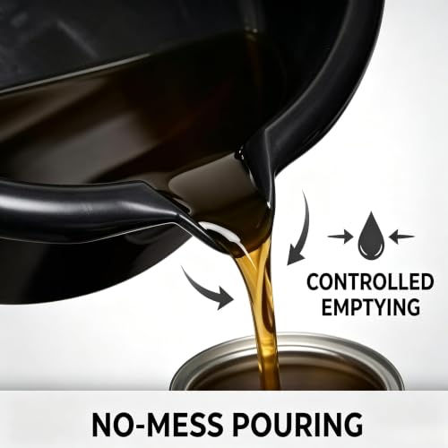 Oil Drain Pan 7-Quart Waste Automotive Fluid Change Container with Built-in Scale, Leak-Proof Spout and Splash Guard for Easy Car Maintenance