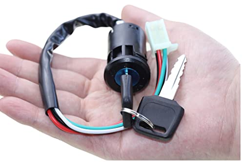 4 Pin Wire Ignition Starter On Off Switch Key for 50cc 70cc 90cc 110cc 125cc TaoTao Coolster Sunl Baja Roketa Apollo Kymco Chinese ATV Dirt Pit Bike Quad Go Kart Moped Scooter Mini Bike