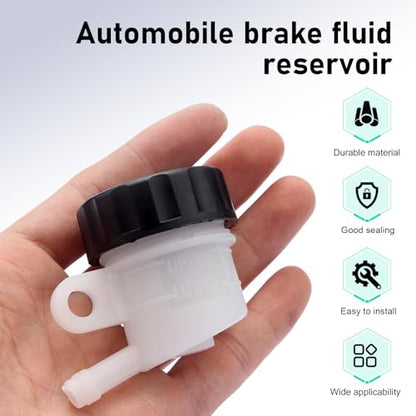 Motorcycle Brake Oil Reservoir, Master Cylinder Hydraulic Oil Cup, Anti-leakage Rear Brake Clutch Tank Reservoir, for Motorcycle Pit Dirt Bike ATV 4 Wheel QUAD (White & Black) - size: 1 PC
