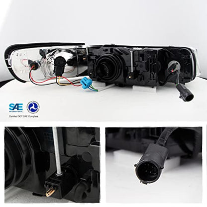 AKKON - For Lincoln Town Car OE Replacement Chrome Bezel Headlights Driver/Passenger Head Lamps Pair New