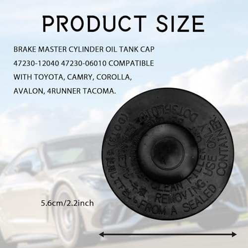 for Toyota Brake Master Cylinder Fluid Reservoir Cap Replace# 47230-12040 47230-06010 Compatible with Toyota 4Runner Tacoma Highlander Camry Corolla RAV4 Avalon Sienna（Black）