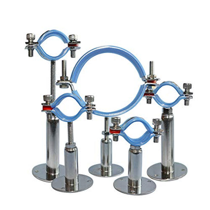 AKIHISA 2 Pcs 304 Stainless Steel Pipe Supports, Wall Mount Ceiling Mount Pipe Hanger, Pipe Holder for OD Pipe 102-108MM Adjustable Height Range 50-100mm - size: 102-108mm, style: Adjustable Height 50-100mm