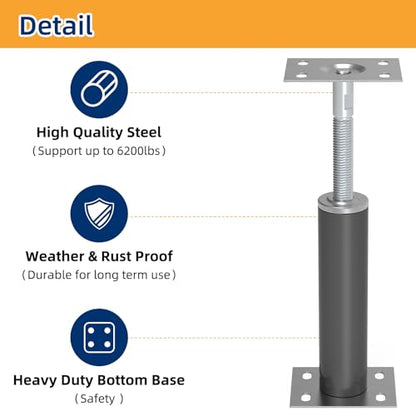 2 Pack House Jacks for Leveling Adjustable Floor Jack Post Floor Jack for House Telescoping Jack for Temporary Support, Adjustable Range 12 inch - 16 inch