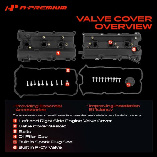 A-Premium Left and Right Engine Valve Cover Kit with Gasket & Bolts - style: Left and Right Covers