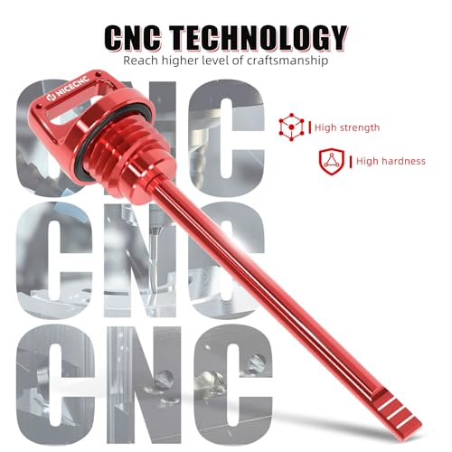 NICECNC Oil Dipstick with Holes Red,T6 Aluminum - color: red