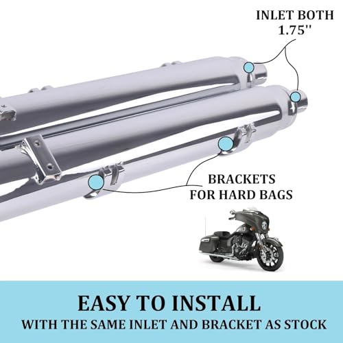 SHARKROAD 4" Slip On Mufflers for 2014-UP Indian Partial Models - color: 4" Chrome