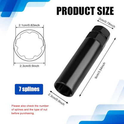 7 Spline Lug Nut Socket, Wheel Lock Key Replacement for Aftermarket 7 Spline Lug Nut, Drive Tuner Replacement Socket Key Tool Compatible with 19mm 3/4" 21mm 13/16" Hex Socket Wrench (7 Spline) - color: 7 Spline