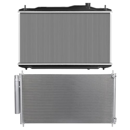 OCPTY Aluminum Radiator Condenser Replacement with 2012 2013 2014 2015 Honda Civic 1.8L 1799CC l4,2-PC Set,Replacement 13221,19010R1BA51,19010R1BA52 Radiator & 3976 CN3976PFC,7-3976,940340 Condenser