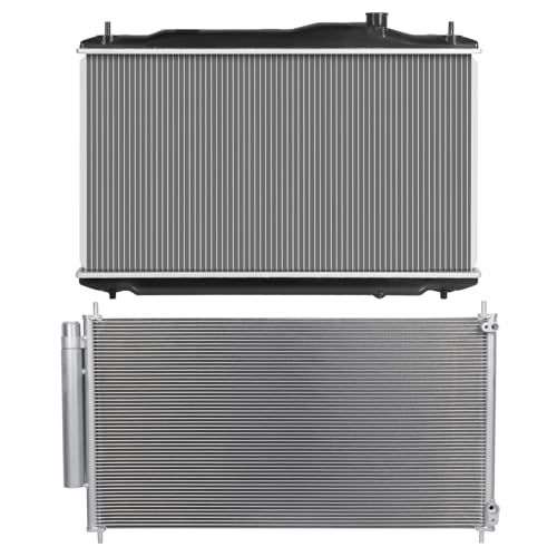 OCPTY Aluminum Radiator Condenser Replacement with 2012 2013 2014 2015 Honda Civic 1.8L 1799CC l4,2-PC Set,Replacement 13221,19010R1BA51,19010R1BA52 Radiator & 3976 CN3976PFC,7-3976,940340 Condenser