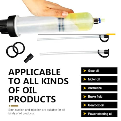 200cc Fluid Extractor Pump, Anti-breakage Plastic Manual Vehicle Filler, Sealed Anti-Splash Tubing-type Oil Suction Pump, Automotive Oil Syringe (White)