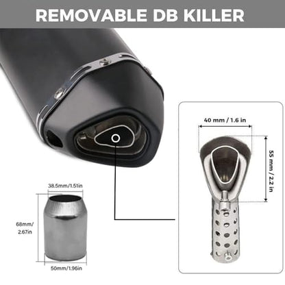 PACEWALKER Motorcycle Exhaust Muffler 1.5-2" Inlet, 38,51mm, Matt Black - size: Matt black