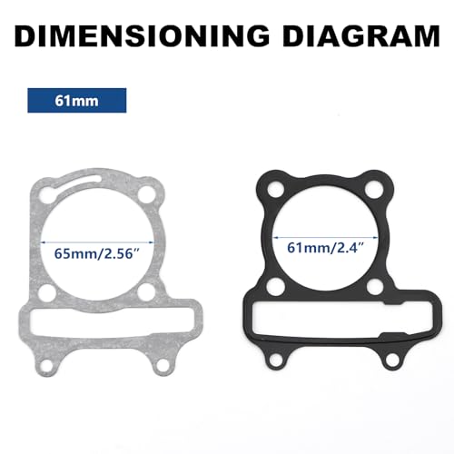 Mokuo GY6 200cc 170CC Complete Long Case Engine Gasket Kit Compatible with Chinese GY6 4-Stroke 152QMI 157QMJ Engine Scooter Moped ATV Go Kart,61mm Cylinder Gasket