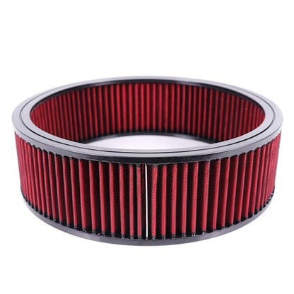 14"x4" Round Air Cleaner Filter Element High Flow (Red) - size: 14" x 4" Red