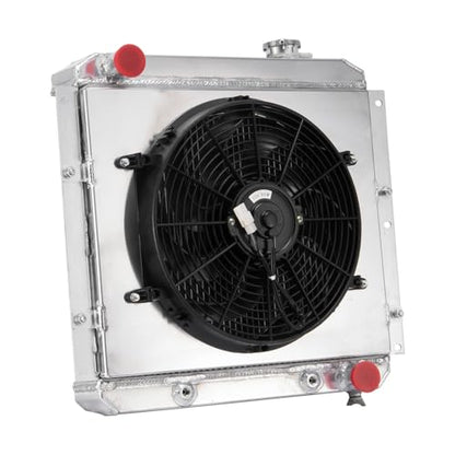 4Row Aluminum Radiator with Shroud Fan for 1960-1984 1983 1982 1978 1976 Toyota Land Cruiser Radiator Pickup FJ40 FJ45 3.9L 4.2L L6 1978 1979 1980