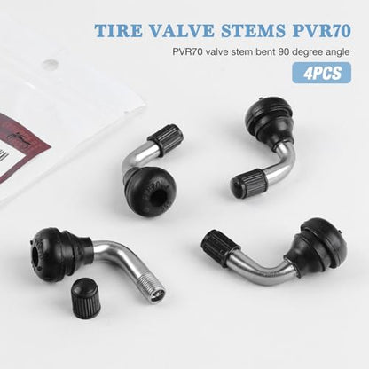 Tire Valve Stems PVR70(4 Pcs),90 Degree Motorcycle Valve Stems,Snap-in Valve Stems Compatible with Yamaha Honda Kawasaki Suzuki Triumph Harley,Valve Stems for Motorcycle, ATV, Scooter(Silver) - color: PVR70 90 degree 4 Pcs