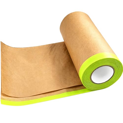 12" x50ft Green Pre-Taped Masking Paper with Adhesive Tape - color: Green
