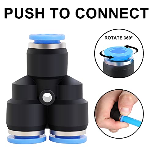Hromee Air Line Tubing Kit, 5/16 Inch (7.937MM) OD x 32.8 Feet Polyurethane PU Tube and Push to Connect Fittings, 14 PCS Compressed Pipe and Accessories Kit - size: 5/16 Inch