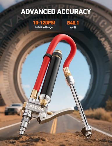 AstroAI T3 Tire Pressure Gauge with Inflator 10-120PSI, ANSI B40.1 Accuracy - size: Classic 10-120 psi