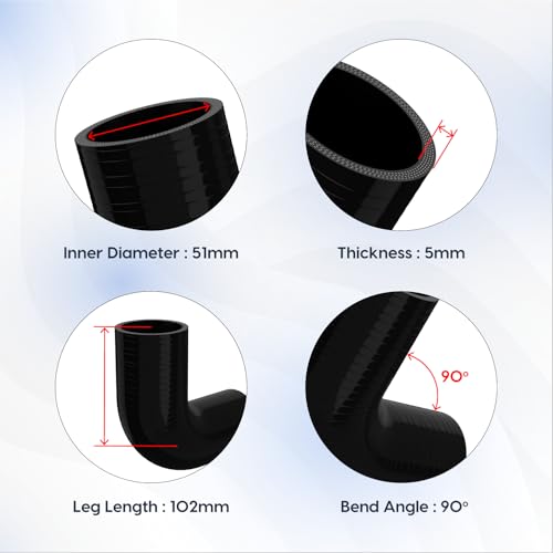 Endure 90 Degree Silicone Elbow Intake Hose 4-Ply, 2"(51mm) - Black - color: Red, size: ID - 2Inch(51mm)