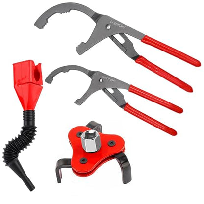 Oil Filter Wrench Set, Adjustable 3-Jaw Oil Filter Wrench (4 Pcs) - size: 4 Pack - Silver