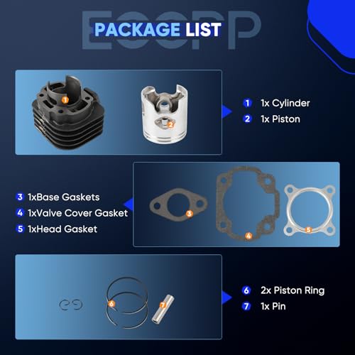 ECCPP 70CC Cylinder Piston Gasket Top End Kit for Yamaha Jog 50 1991-2001 - size: 1E40QMB