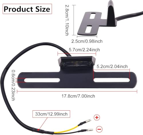 Motorcycle Turn Signal Light License Plate LED Light Number Plate Light Lamp Holder Rear Tail Light Bracket Mount Registration Plate Holder Universal Fits Truck Lorry ATV Van (Small)