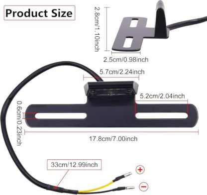 Motorcycle Turn Signal Light License Plate LED Light Number Plate Light Lamp Holder Rear Tail Light Bracket Mount Registration Plate Holder Universal Fits Truck Lorry ATV Van (Small)