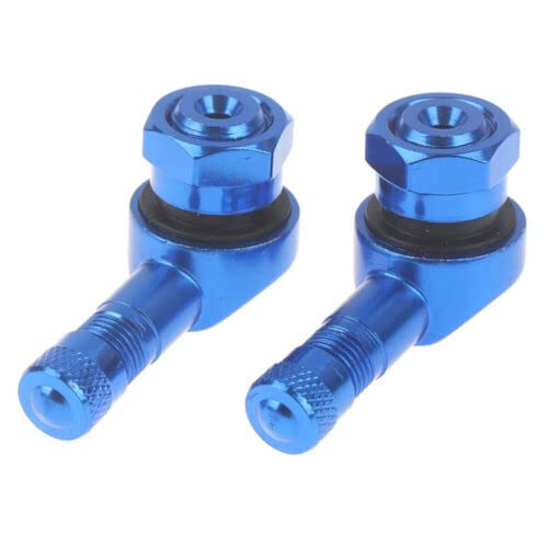 TEAMWILL 2PCS Motorcycle CNC Aluminum 11.3mm Tire Wheel Stem Valve 90 Degree Angled (Blue) - color: Blue
