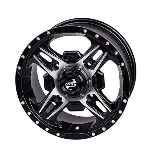 TUSK 4/156 Beartooth Wheel 14x7 5.0 + 2.0 Machined/Black for Kawasaki Mule Pro-FXT 820 Ranch Edition 2022-2023