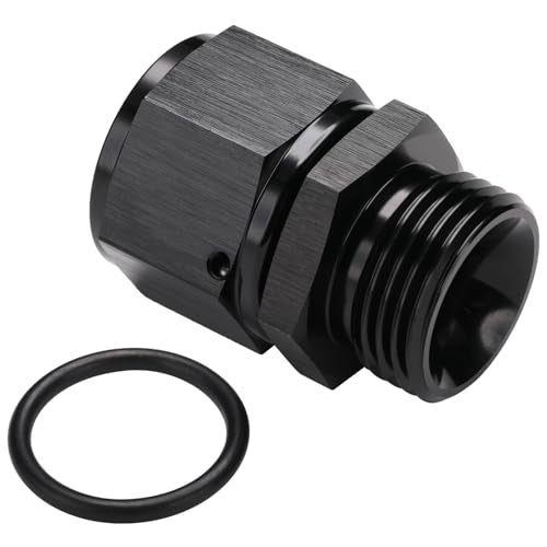 12AN Female Flare Swivel to 12AN -12 ORB Male O-ring Boss Fuel Rail Fitting Adapter Straight Aluminum Black - color: Black, size: 12AN Female to -12 ORB Male
