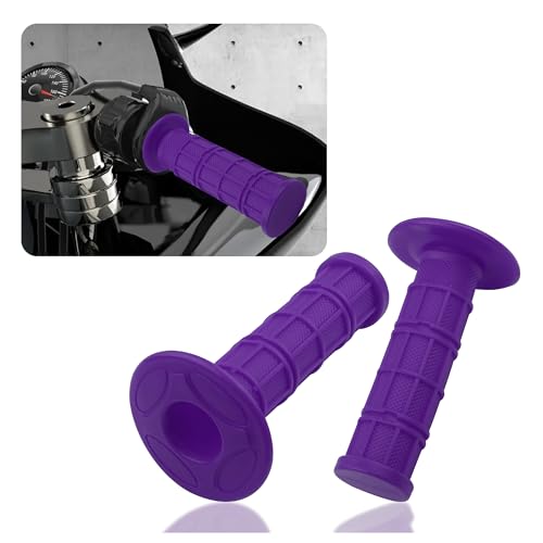 2PCS Motorcycle Grips,Anti-Slip Rubber Dirt Bike Grips with 7/8" Left & 1" Right Compatible with CRF KXF,Universal Motorcycle/Bike Handlebar Grips for Women & Men (Purple) - color: Purple