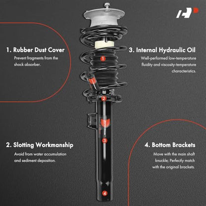 A-Premium Front Complete Strut Assemblies with Coil Springs, Set of 2