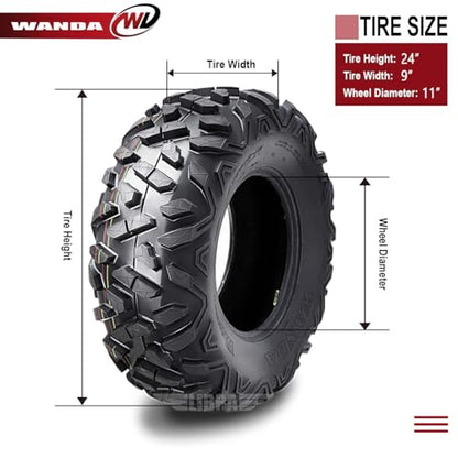 WANDA One All Terrain ATV Tire 24x9-11 24x9x11 6PR Bighorn Style 10388 - size: 24X9-11