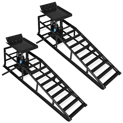 Skepphlay 2 Pack Hydraulic Car Ramps 5t, Car Ramps High Lift 11000lbs, Cars Lift Service Ramp Height 9"-14.2", Heavy Duty Steel Auto Ramp for Changing Oil for Maintenance, Black - color: Black