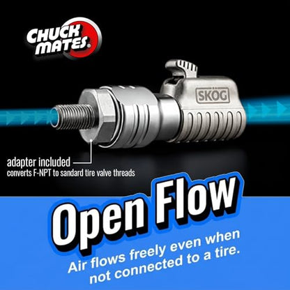 Chuck Mates Platinum Locking Air Chuck Quick-Connect 1/4" NPT or Schrader - size: 1 Pack, style: For Portable Inflators + NPT Adapter