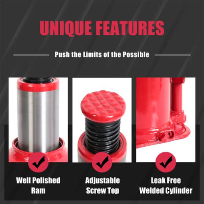 Big RED 20 Ton (40,000 LBs) Torin Welded Hydraulic Stubby Low Profile Bottle Jack, Red, ATH92007AR - color: Red, size: 20 Ton (40,000 lbs), style: Low Profile