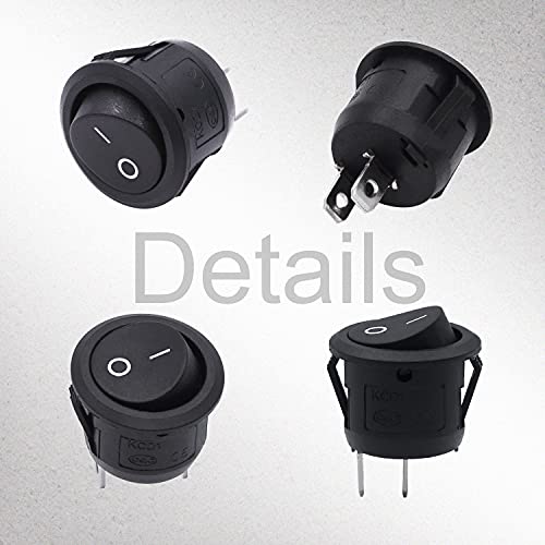 TWTADE 10Pcs Round Rocker Switch ON Off Switch 12V Toggle Switches 2Pin SPST with Pre-Wired 6A/250V 10A/125V AC for Boat, Car etc.KCD1-X-Y - size: ON/Off Pre-wired - 10PCS, style: Round