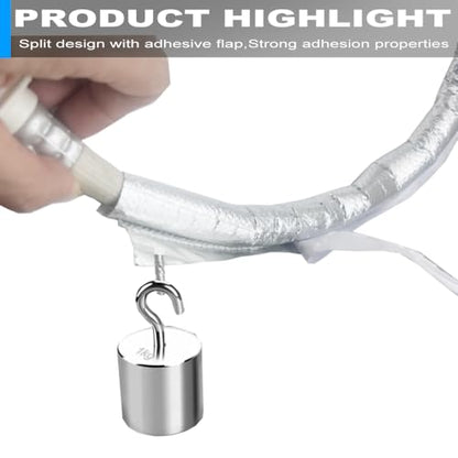 Fuel Line Sleeve 1/4" I.D. x 39" Self Adhesive Aluminum Heat Shield Heat-Resistant Fuel Line Protector Vapor Lock Insulation for Automotive and Marine Hoses, Wire, Exhaust - size: 1/4" I.D.