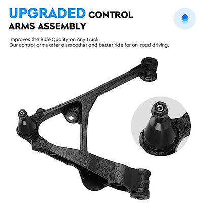 Front Control Arms w/Ball Joint for 99-06 Chevy Silverado/GMC Sierra 1500 4WD AWD (Front Torsion Bar Suspension), 02-06 Cadillac Escalade/EXT, 00-06 Suburban 1500 Tahoe Yukon, End Link Suspension Kit