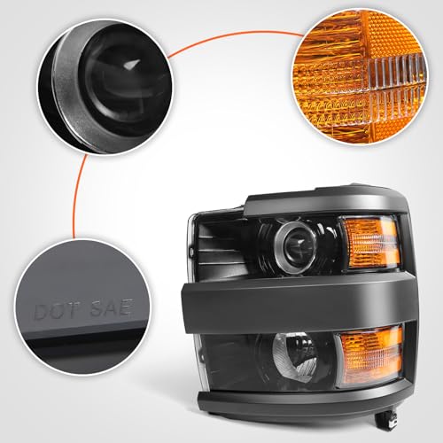 Headlight Fit for Chevy Silverado 2500HD 3500HD 2015-2019 Left - color: Black Housing, size: Left Driver Side