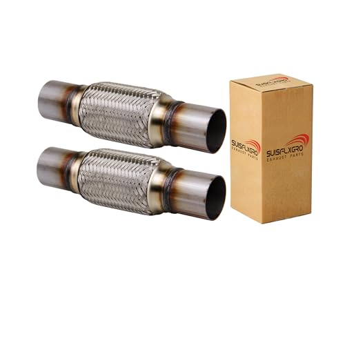 Exhaust Flex Pipe Universal Type 100% Stainless Steel For Heavy Duty and Cars (2 PCS, 2X6X10-2PCS) - size: 2X6X10-2PCS