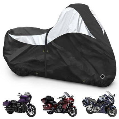 600D Motorcycle Cover, Heavy Duty Waterproof Motorcycle Covers Outdoor Storage with Lock-Holes Compatible with Harley Davidson, Honda, Suzuki, Yamaha (96"-XXL) - size: 96"-XXL