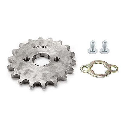 420 18T 17mm Chain Sprocket with Retainer Plate Motorcycle Front Sprocket Gear fits for 50cc 70cc 90cc 110cc 125cc 140cc 160cc Engine Pit Dirt Mini Bikes Go Kart Trail Quad ATVs 4 Wheeler Moped(1 set) - style: 18T