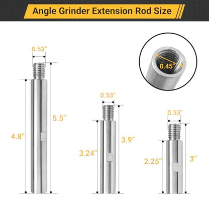5/8"-11 Angle Grinder Extension Rod Kit, for Angle Grinder Car Polishing Machine Pads Backing Plate Electric Polisher, 3", 3.9", 5.5" Grinder Extension Shaft