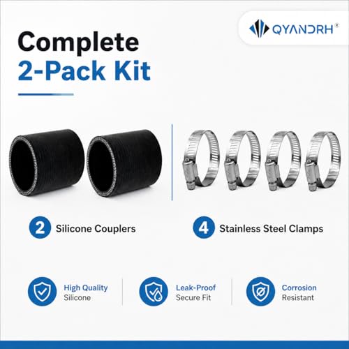2-Pack 1.5" ID x 3" Straight Silicone Hose Coupler, 4-Ply - color: Shape: Straight, size: 3 Inch